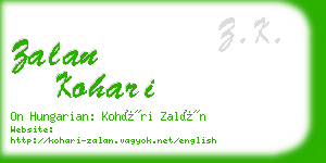 zalan kohari business card